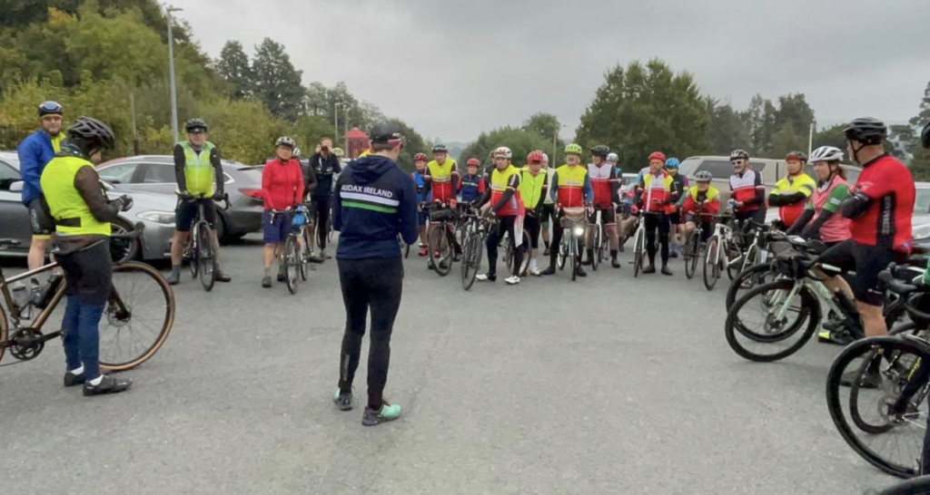 Cathy Mc briefing riders before the start.